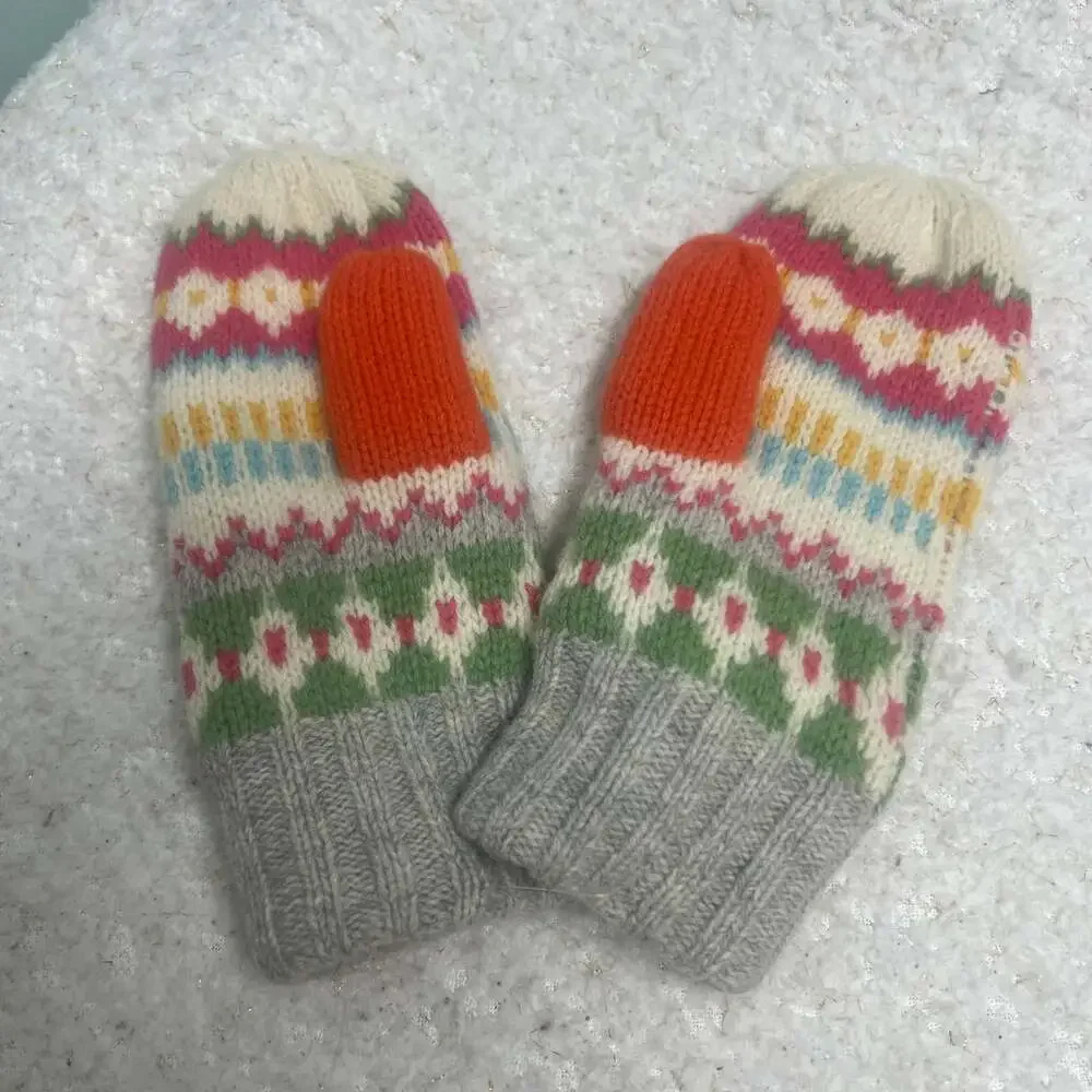 Mini Boden Fair Isle Wool Blend Fleece Lined Mittens
